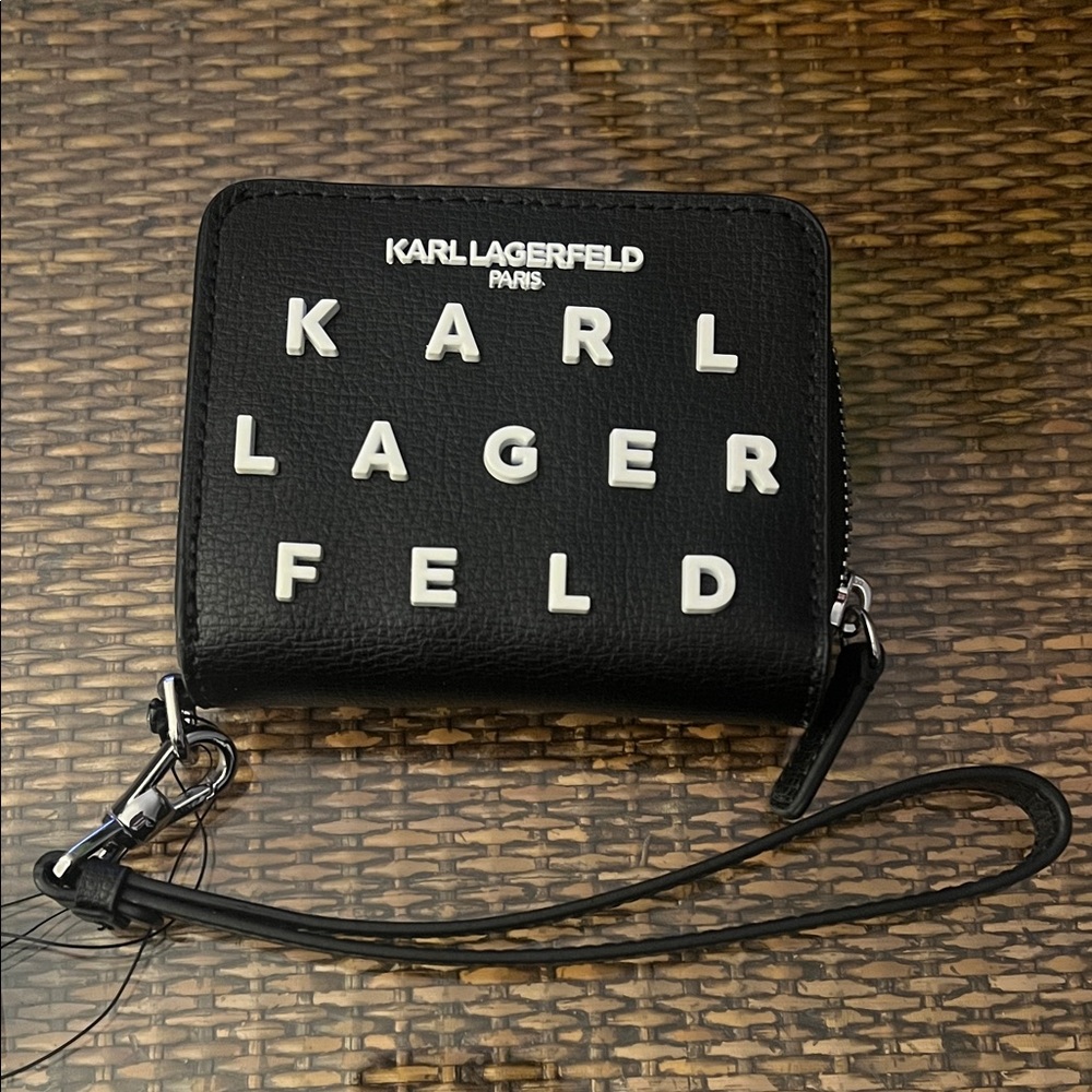 Karl Lagerfeld Black Wallet with White Accents
